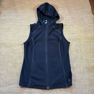 Mountain Hardwear Woman's Light Weight Hooded Black Fleece Full-Zip Vest Size S